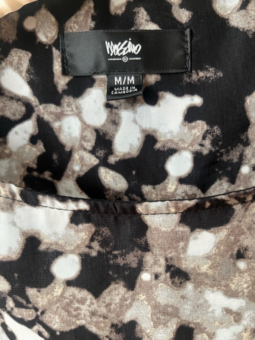 Mossimo Mod/Retro Black, Taupe and White Abstract Print Mini Dress US M - Picture 4 of 15
